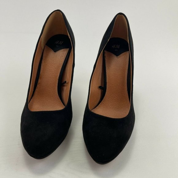 H&M Black Suede Leather Platform High Heel Classic Pumps US Size 8.5 - Picture 7 of 12